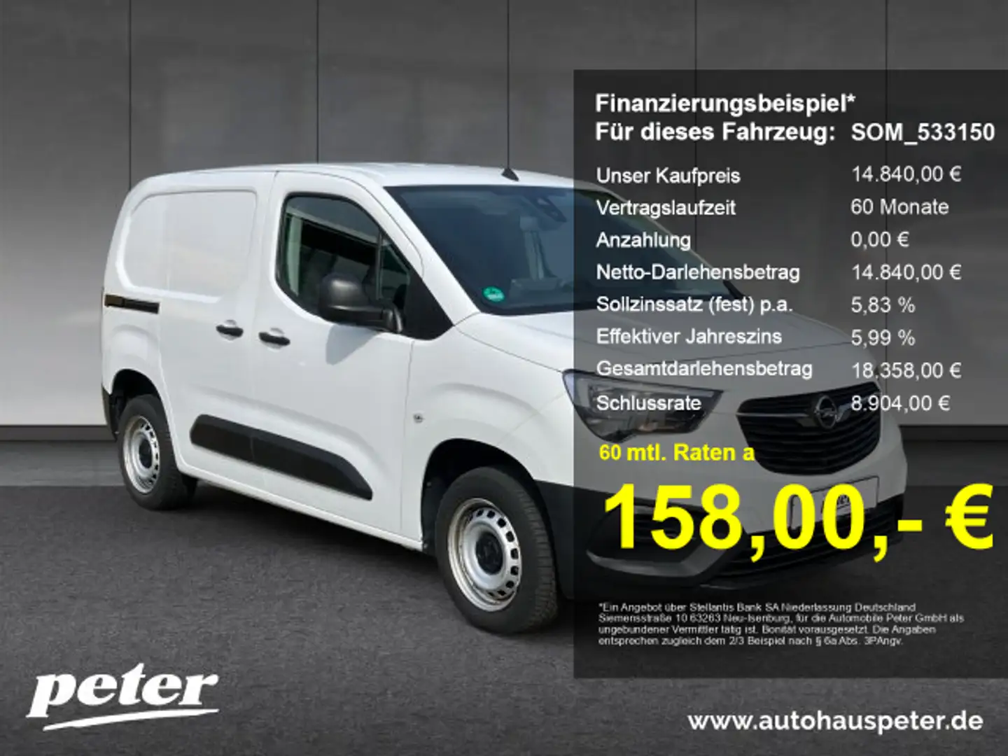 Opel Combo Combo Cargo 1.2 Turbo Selection Klima Weiß - 1