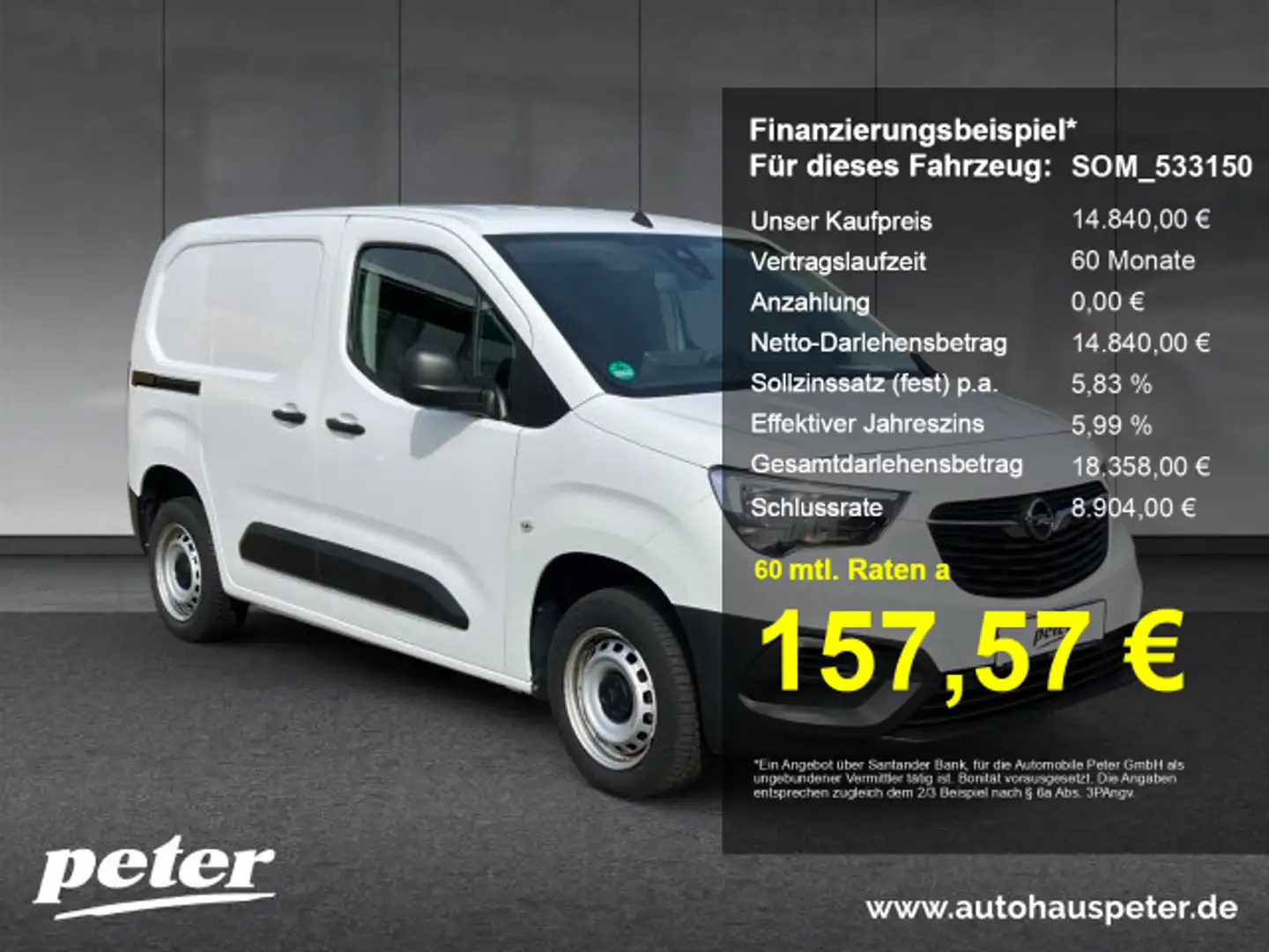 Opel Combo Combo Cargo 1.2 Turbo Selection Klima Weiß - 1