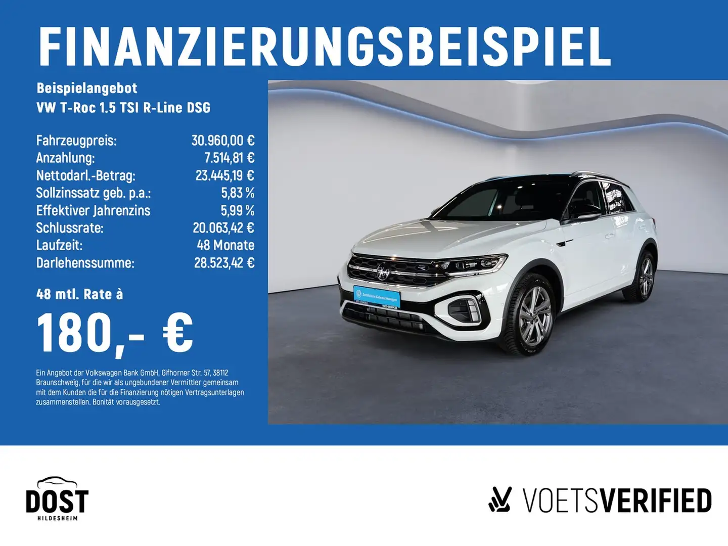 Volkswagen T-Roc 1.5 TSI R-Line DSG ACC+DAB+KAMERA+LED+NAVI Wit - 2