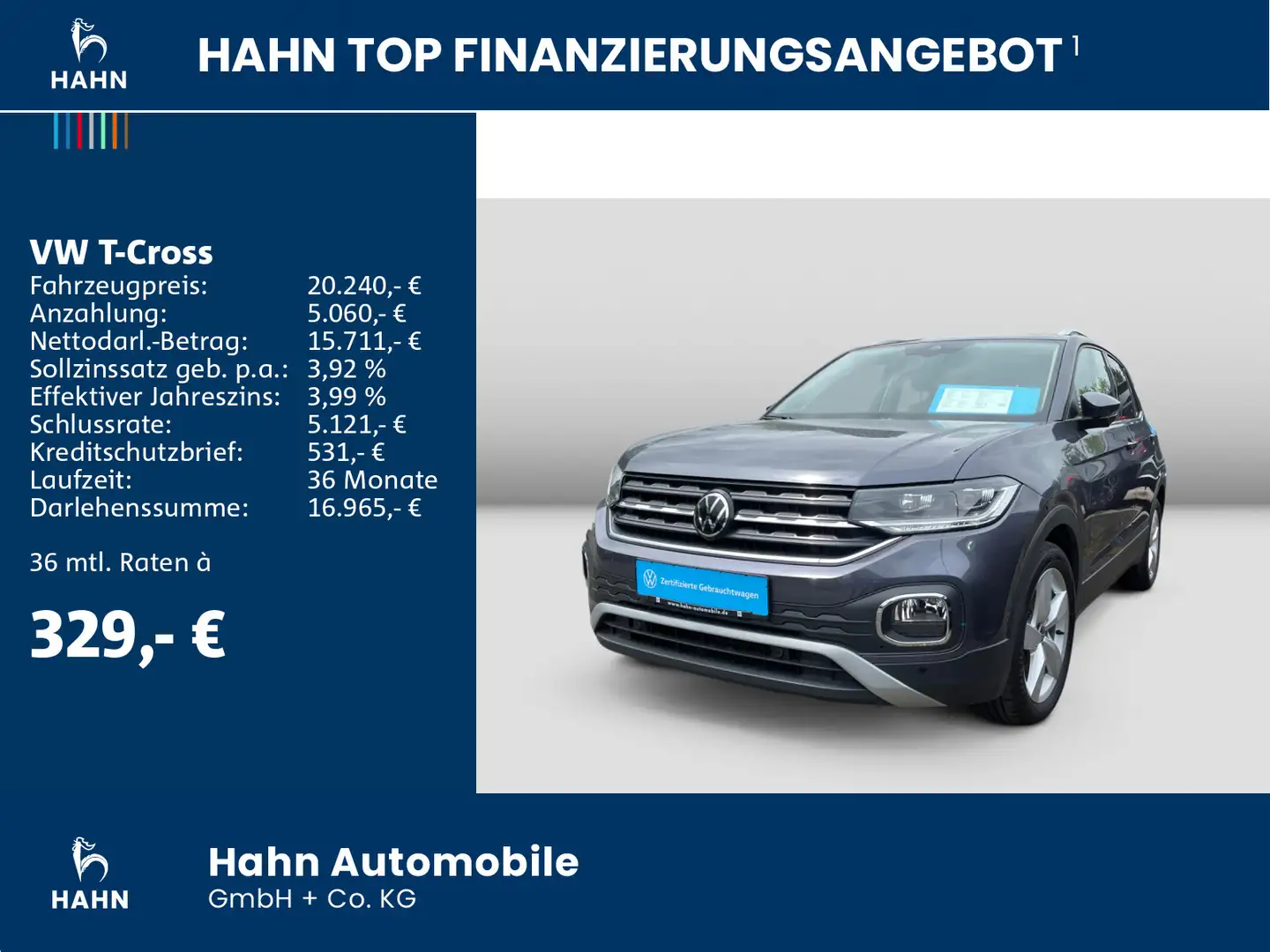 Volkswagen T-Cross 1.0TSI Style ACC AHK LED Navi-Vorb.Sitzh Grau - 2