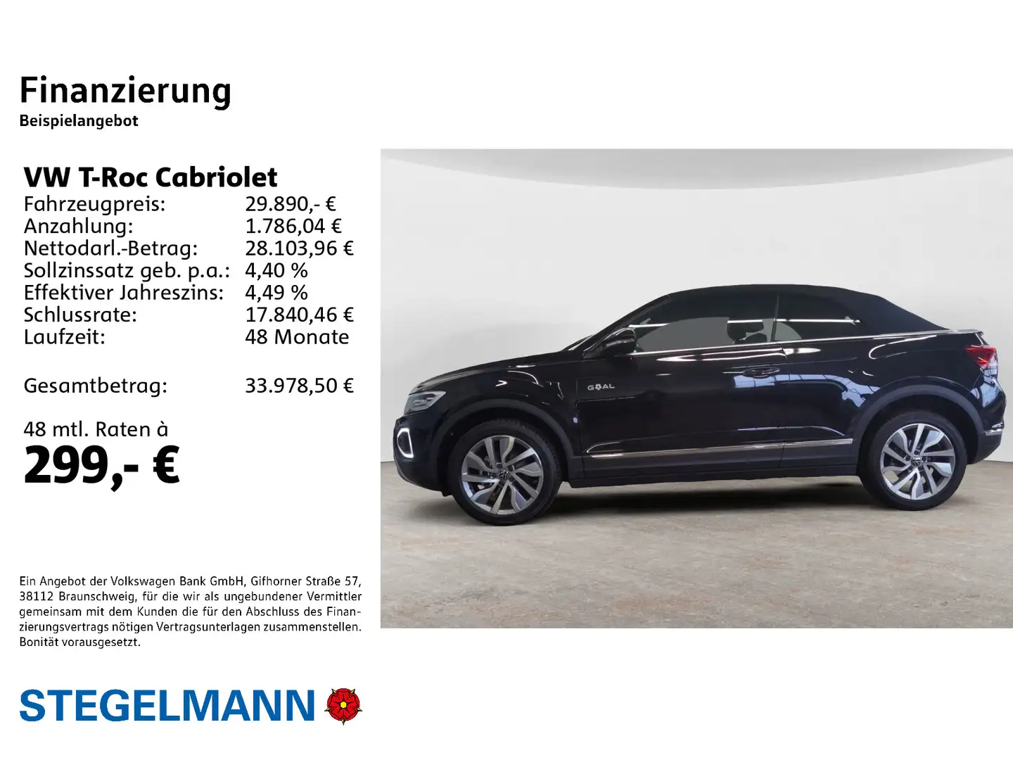 Volkswagen T-Roc 1.0 TSI Goal *LED*Navi*+3J. Gara Schwarz - 2