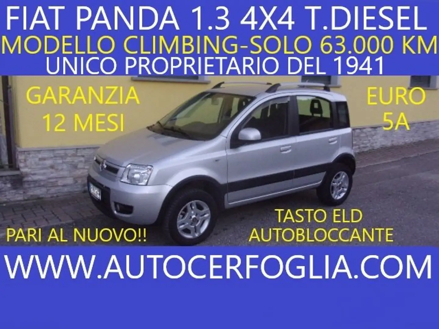 Fiat Panda 1.3 mjt 16v Climbing 4x4 75cv-63.000 KM !!! Argento - 1