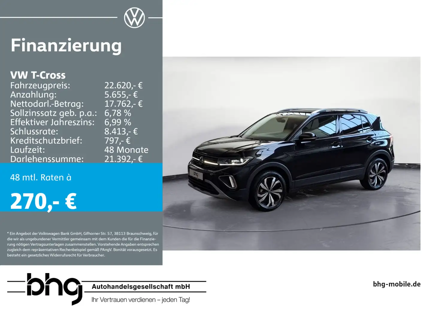 Volkswagen T-Cross 1.0 TSI DSG Style Schwarz - 1