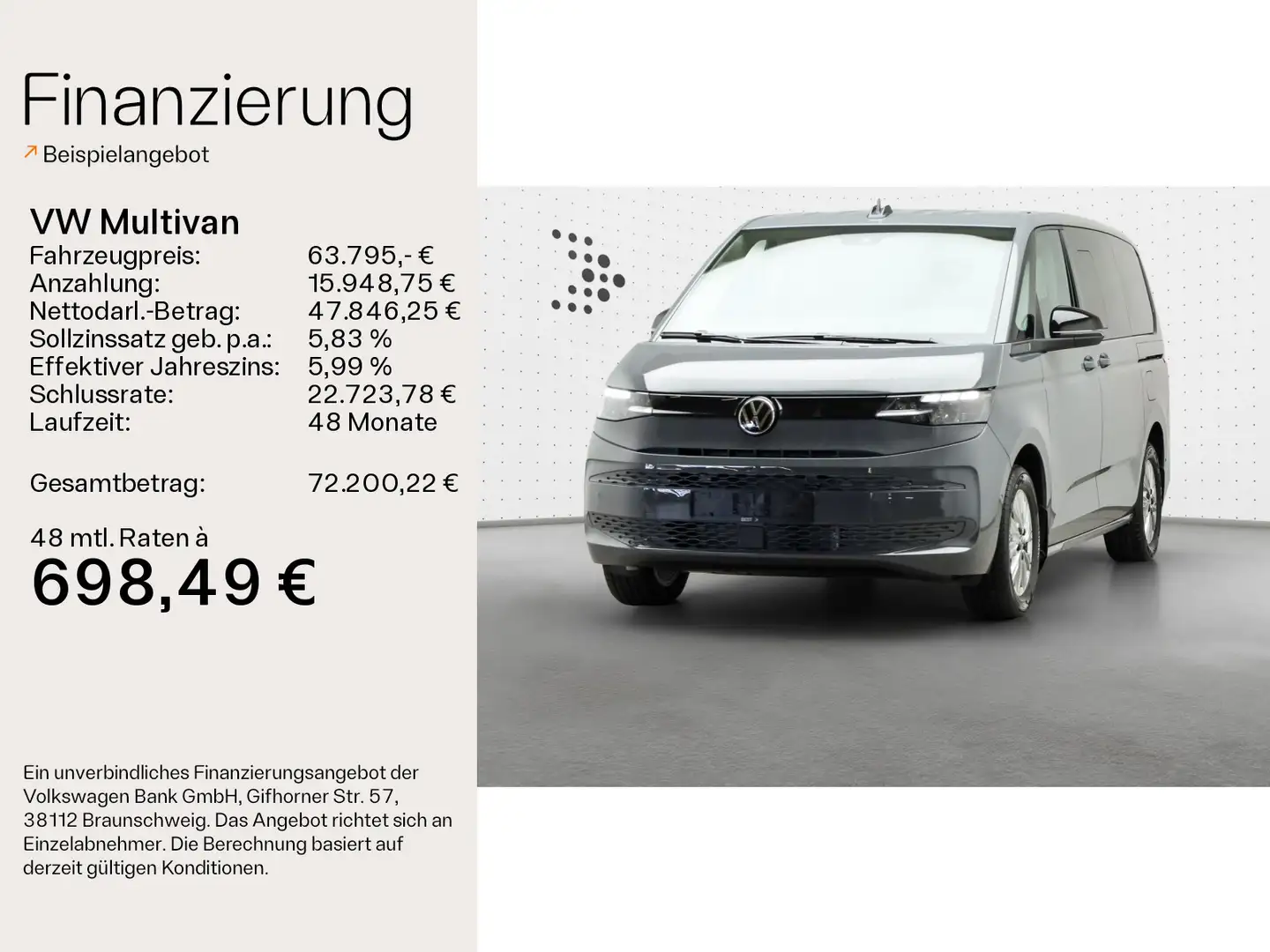 Volkswagen T7 Multivan 2.0 TDI LÜ NAVI*PDC*SIDE*ACC*AHK*RFK* Grau - 2