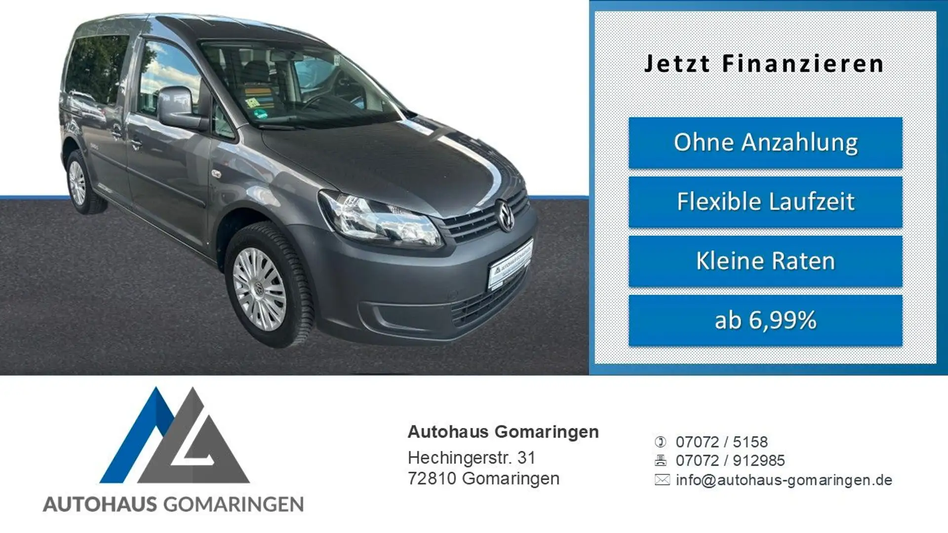 Volkswagen Caddy Kombi JAKO-O *Klima*AHK*1.Hand*Scheckheft* Grau - 1