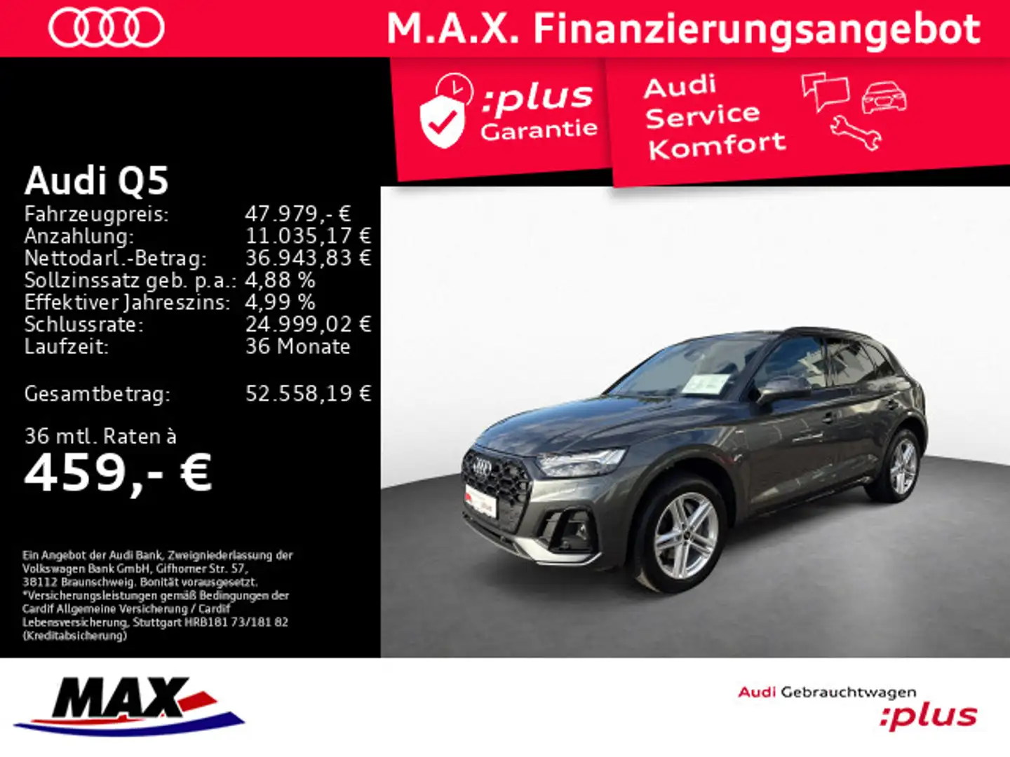Audi Q5 45 TFSI S-LINE quattro MATRIX LED+360° KAM+VC Grau - 1