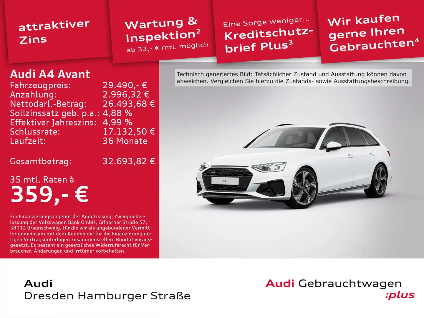 Audi A4 40 TFSI S line competition quattro AHZV Weiß - 1