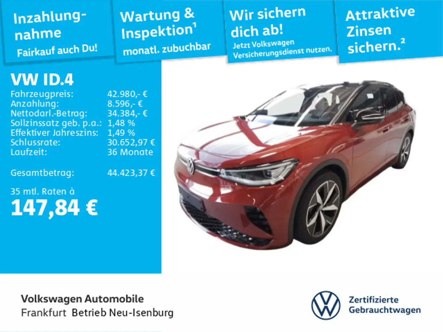 Volkswagen ID.4 GTX mit Entertainment-Paket 4Motion Navi AH Rot - 1