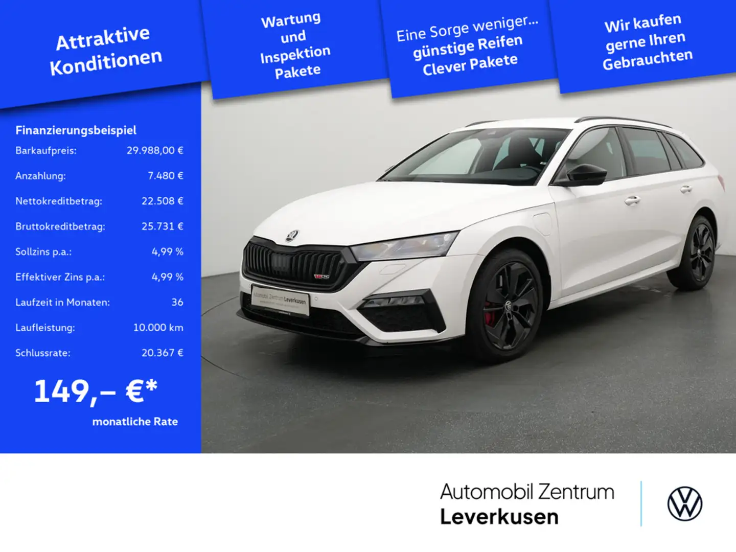 Skoda Octavia RS Combi iV VIRT LED SHZ CARPLAY PDC Weiß - 1