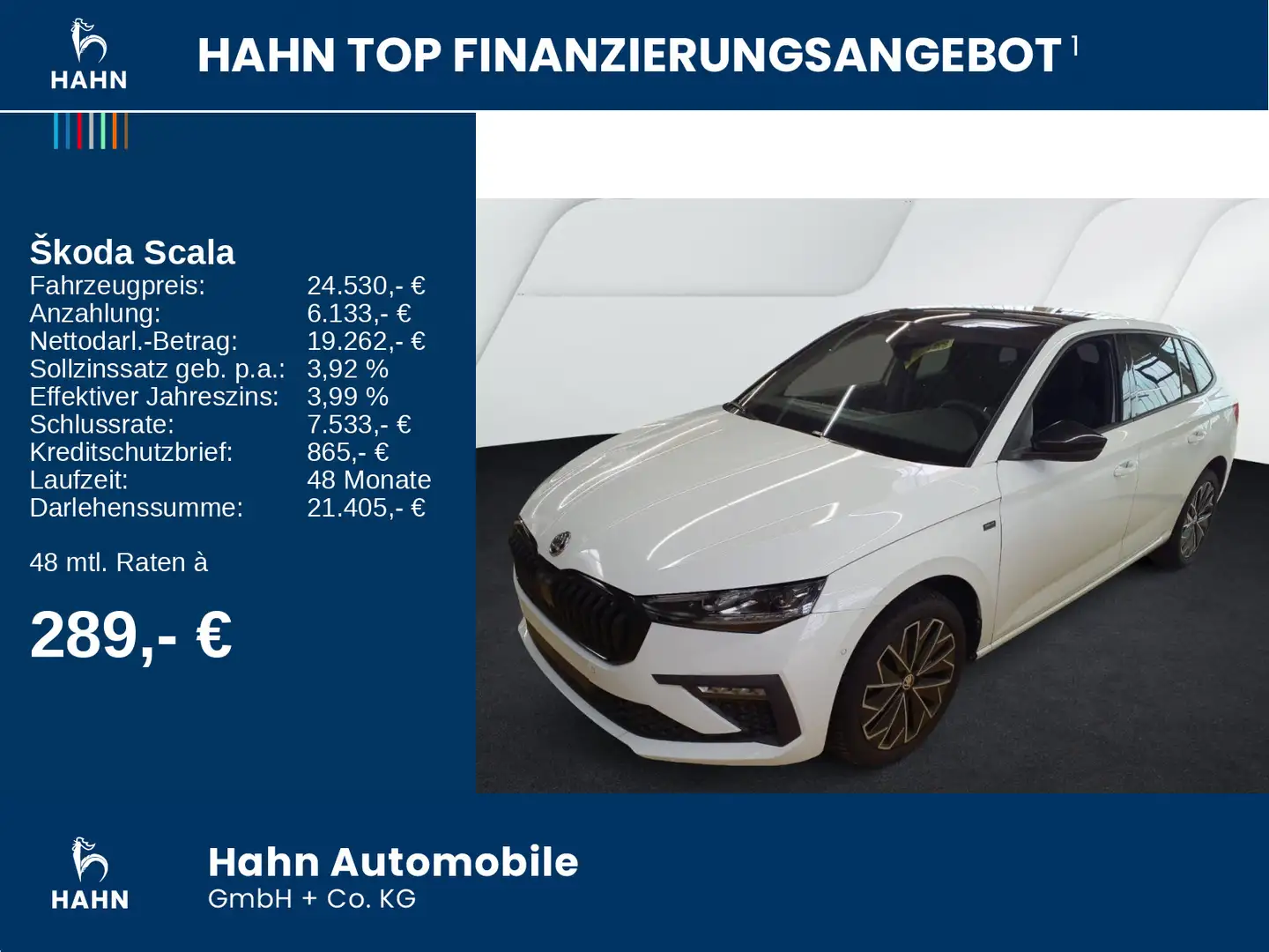 Skoda Scala 1.0TSI DSG Drive LED Navi Pano ACC CAM APP Weiß - 2