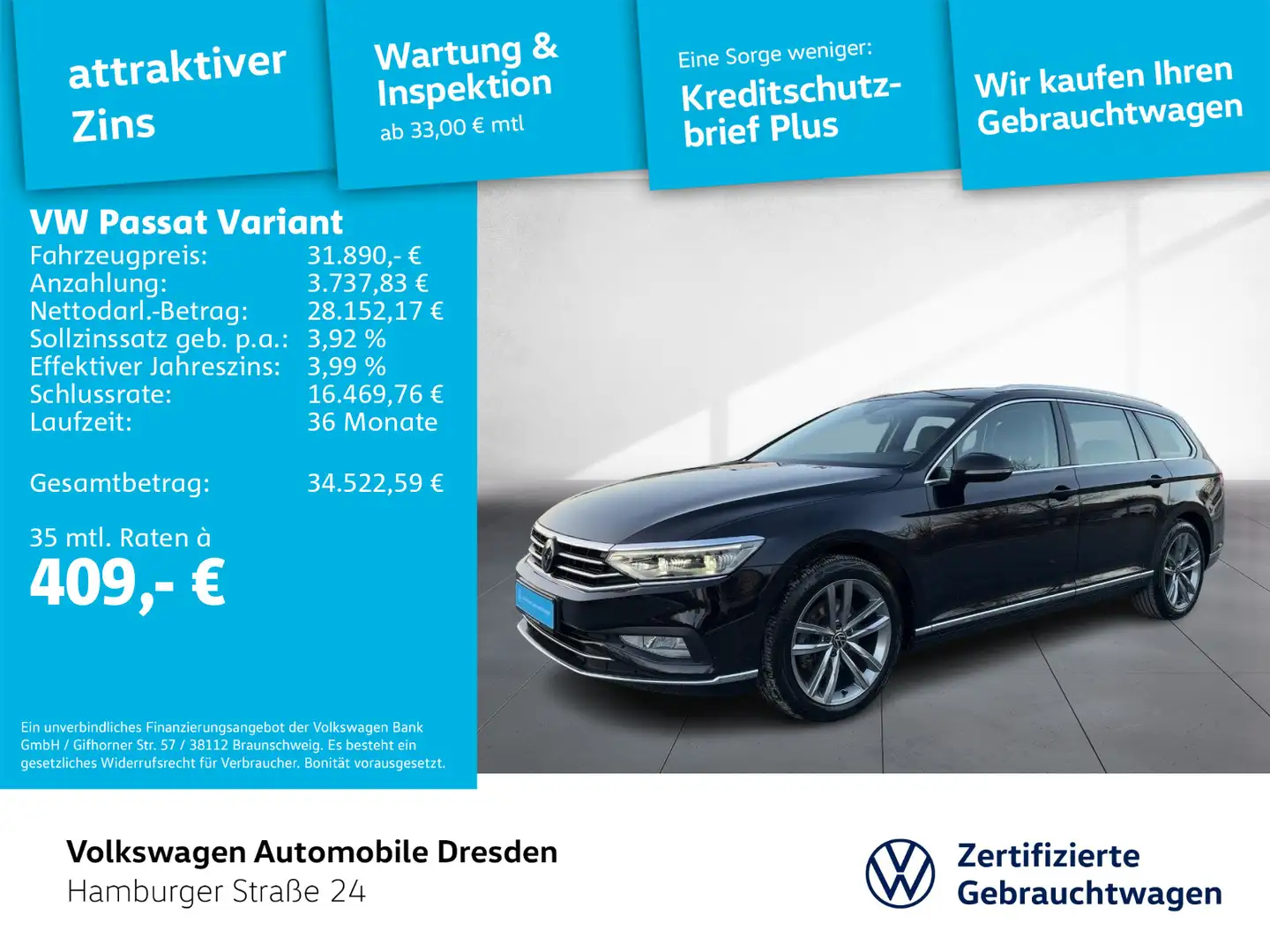 Volkswagen Passat Variant Elegance 2.0 TDI DSG IQ KAM TRAVE Schwarz - 1