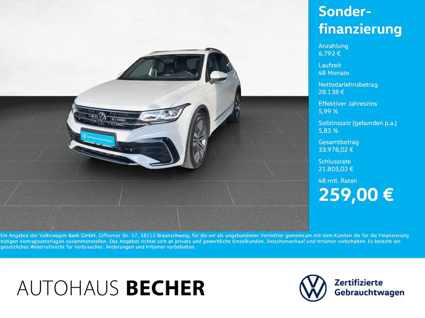 Volkswagen Tiguan R-Line 1.4 eHybrid DSG /Navi/AHK/Matrix Weiß - 1