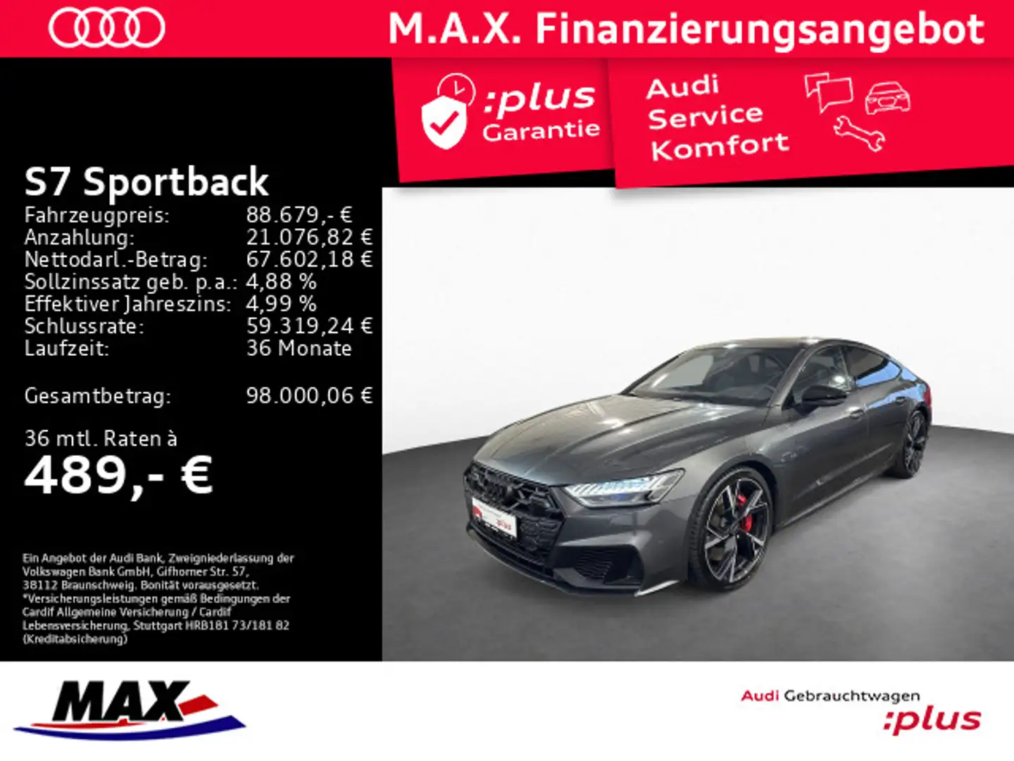 Audi S7 55 TDI QUATT AHK+MATRIX+PANO+KAMERA Grau - 1