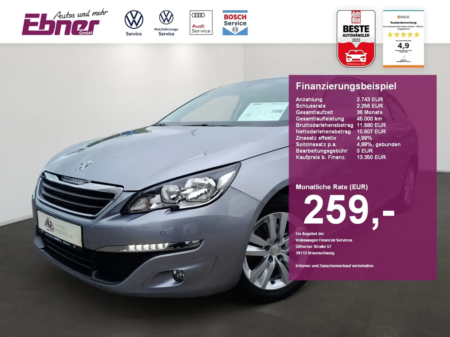 Peugeot 308 SW ACTIVE 1.2T 130PS AUTOM. NAVI+SITZHZG+2xPDC+GRA Grau - 1