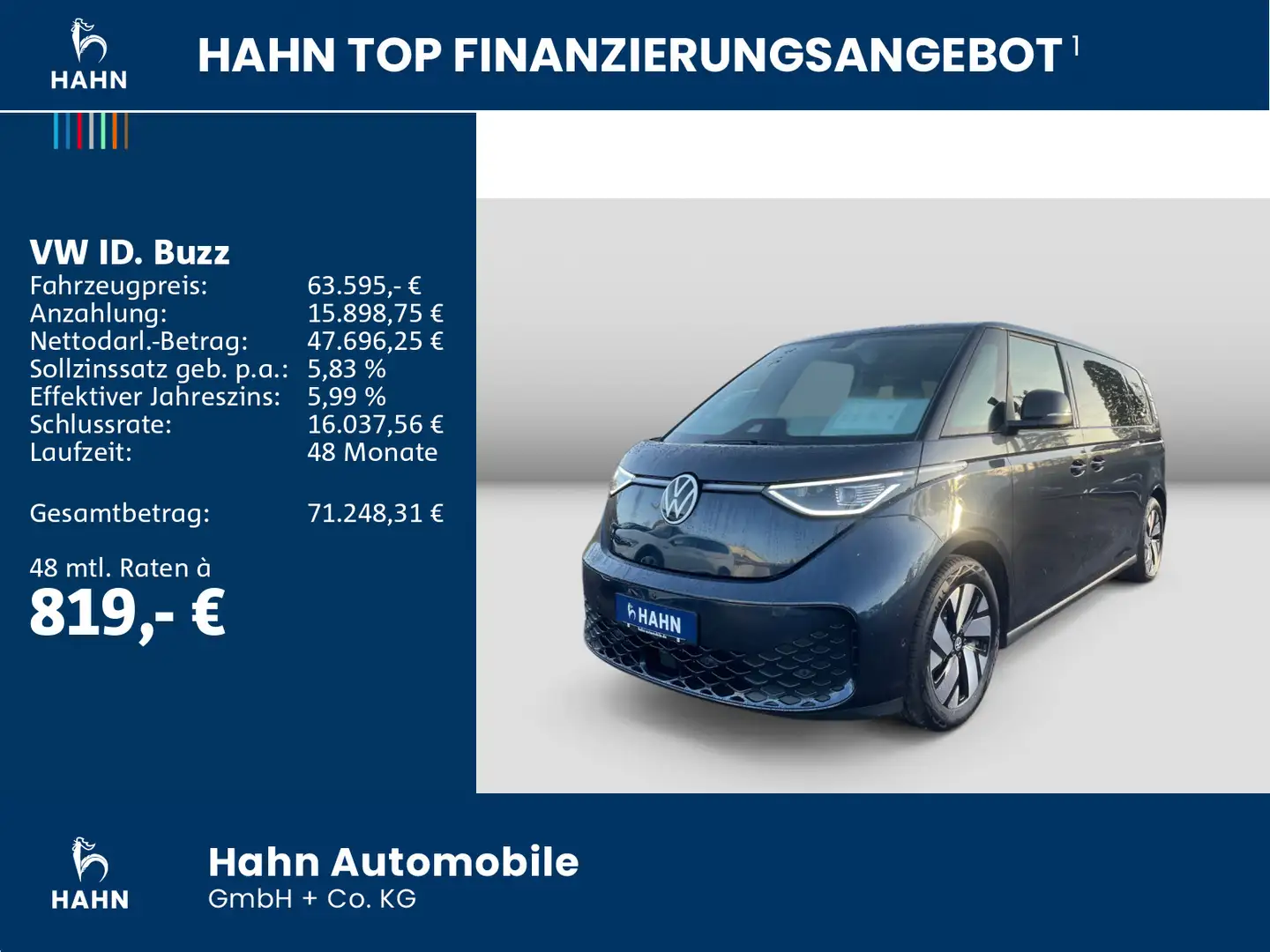 Volkswagen ID. Buzz ID.Buzz Pro LR 210kW AHK IQ.LIGHT 360° e-Sound Blau - 2