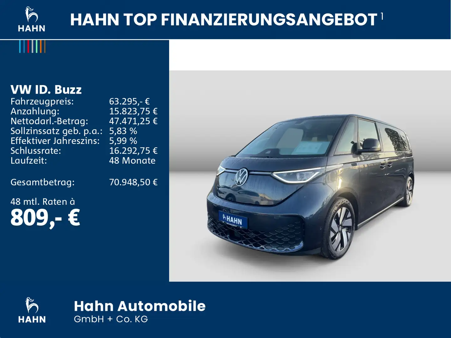 Volkswagen ID. Buzz ID.Buzz Pro LR 210kW AHK IQ.LIGHT 360° e-Sound Bleu - 2