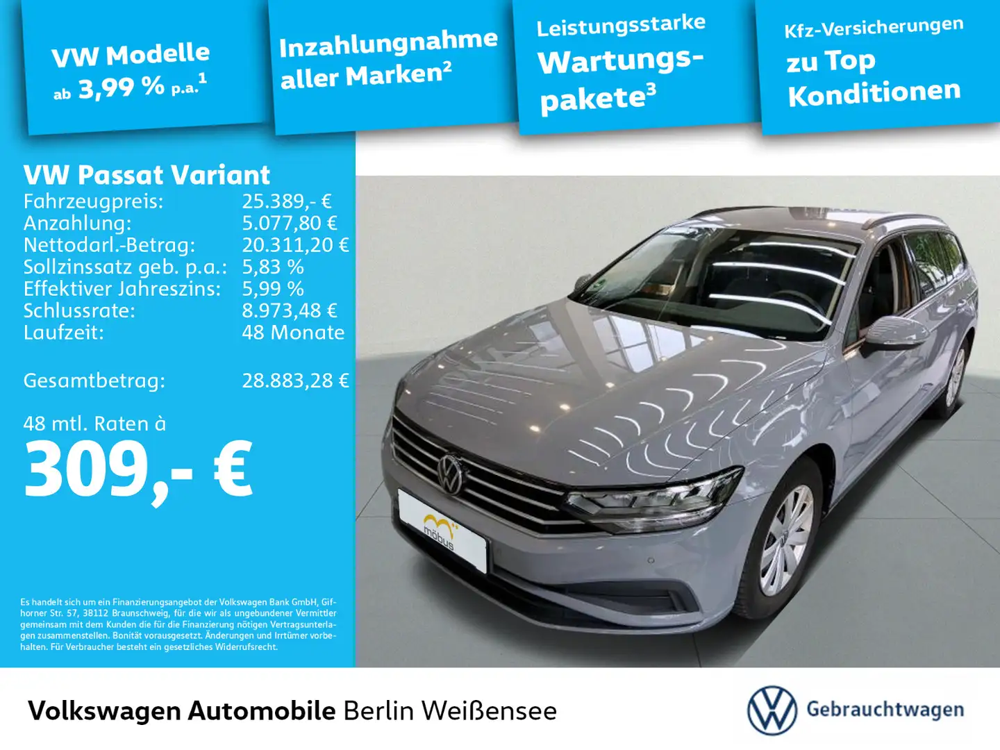 Volkswagen Passat Variant 1.5 TSI*DSG*APP*NAV*RFK*LED* Grau - 1