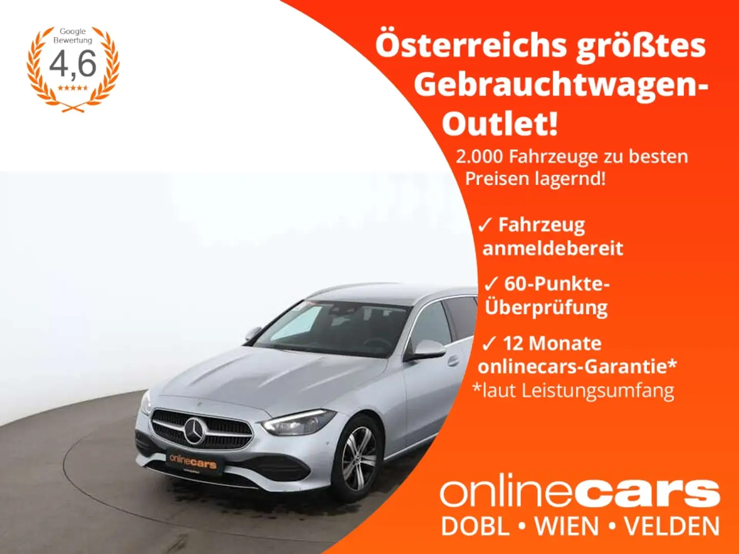 Mercedes-Benz C 220 d T Avantgarde Aut LED AHK RADAR LEDER NAVI Silber - 1