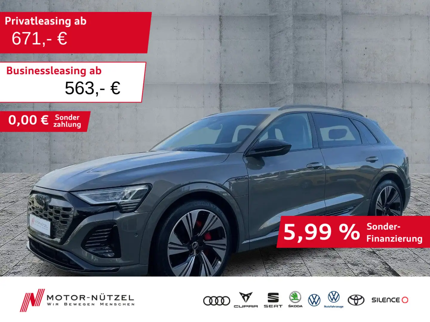 Audi Q8 e-tron 50 QU S-LINE MATRIX+NAV+ACC+AIR+AHK+22 Grau - 1