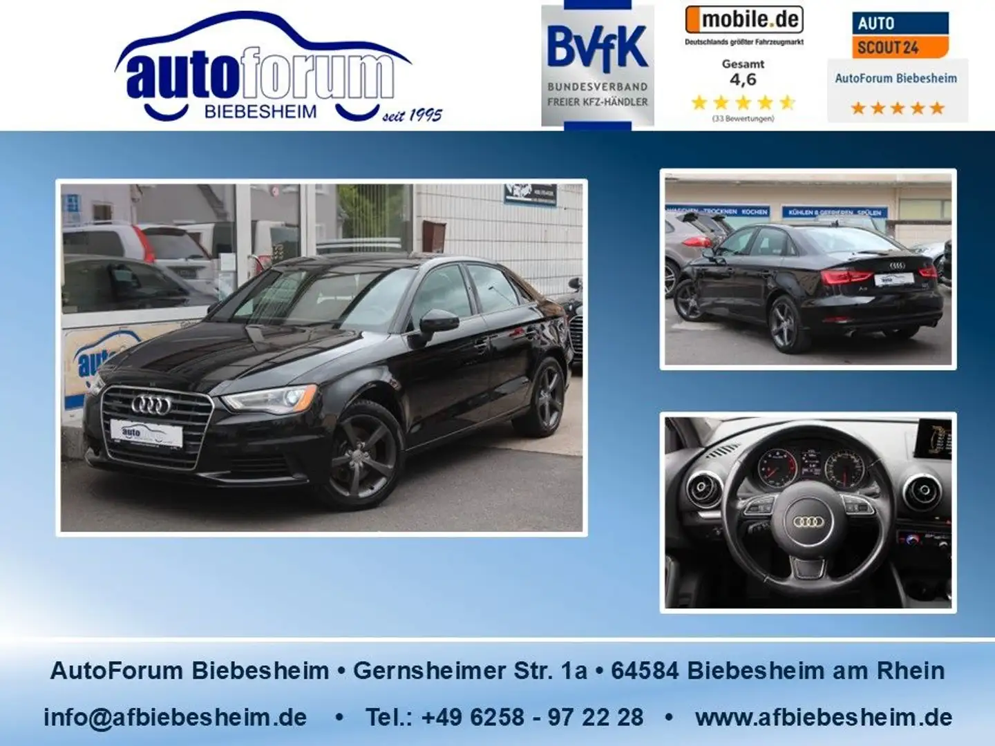 Audi A3 2.0 TFSI quattro S-Line Leder*S-Dach*Bi-Xenon Noir - 1