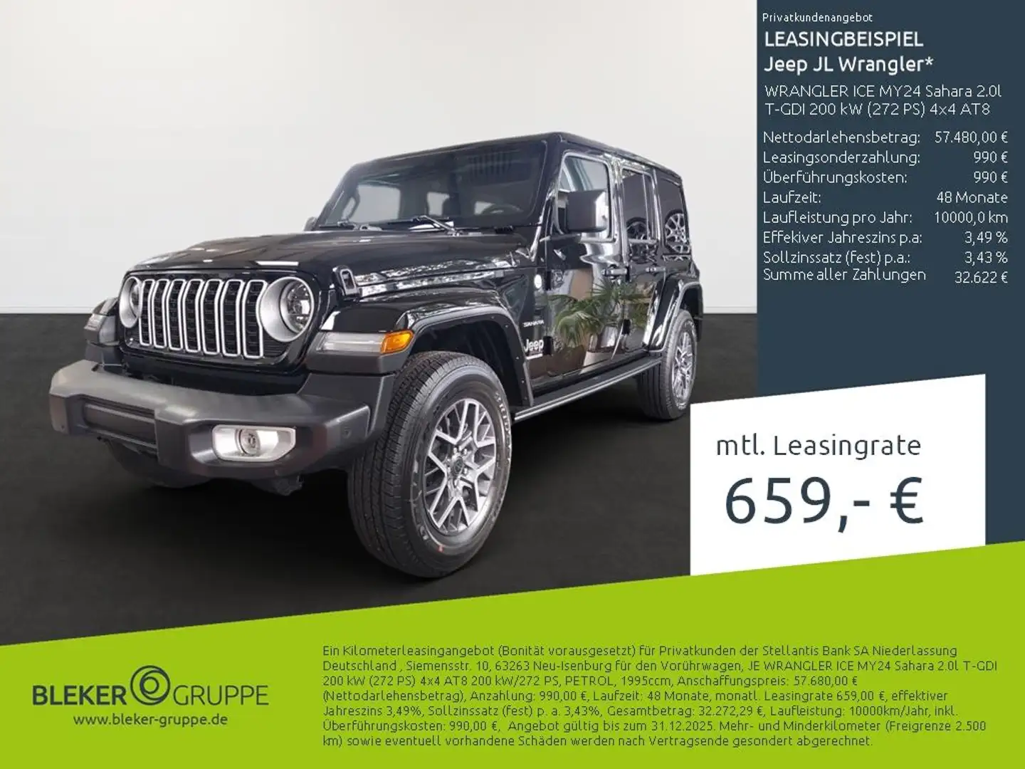 Jeep Wrangler WRANGLER ICE MY24 Sahara 2.0l T-GDI 200 kW (272 PS Schwarz - 1