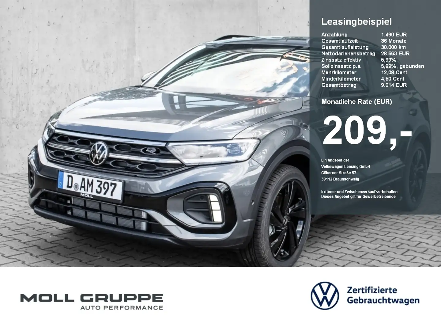 Volkswagen T-Roc R-Line 1.5 l TSI OPF DSG 2xKLIMA ACC AUT Grau - 1