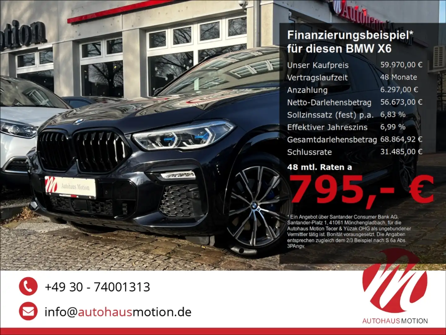 BMW X6 xDrive 30 d M Sport Laser Pano HUD Hagelschaden!! Nero - 1
