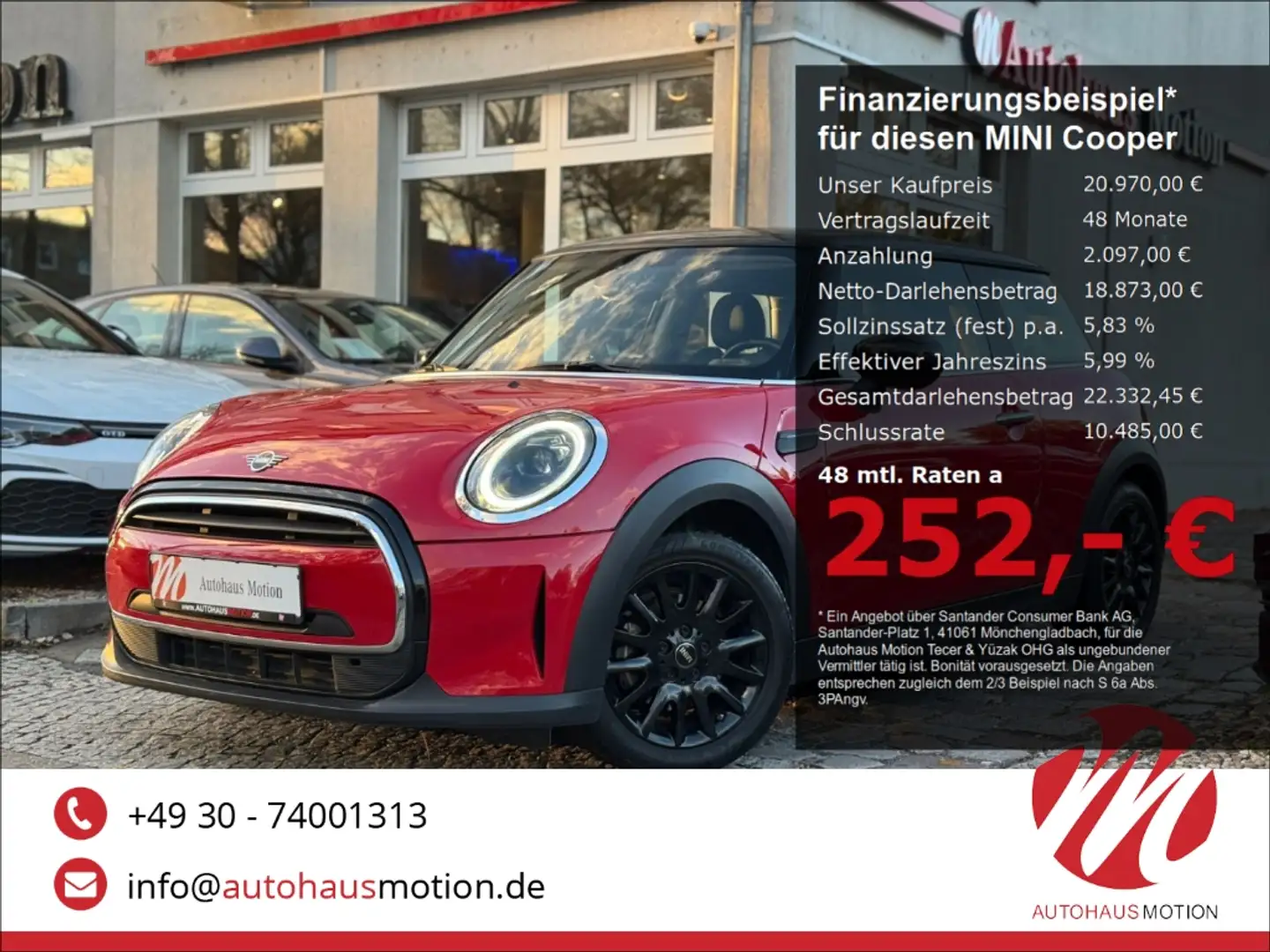 MINI Cooper Classic Trim 1.5 Steptronic Navi Kamera LED Rouge - 1