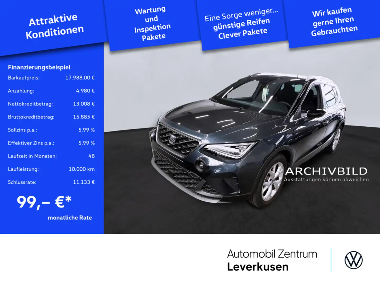 SEAT Arona FR-LIne LED PDC VIRT KLIMA PORT NAVI Schwarz - 1