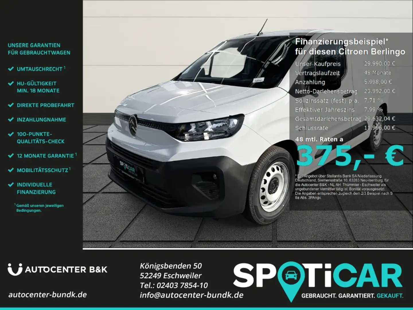 Citroen Berlingo L1+ Elektro Digitales Cockpit Apple CarPl Weiß - 1