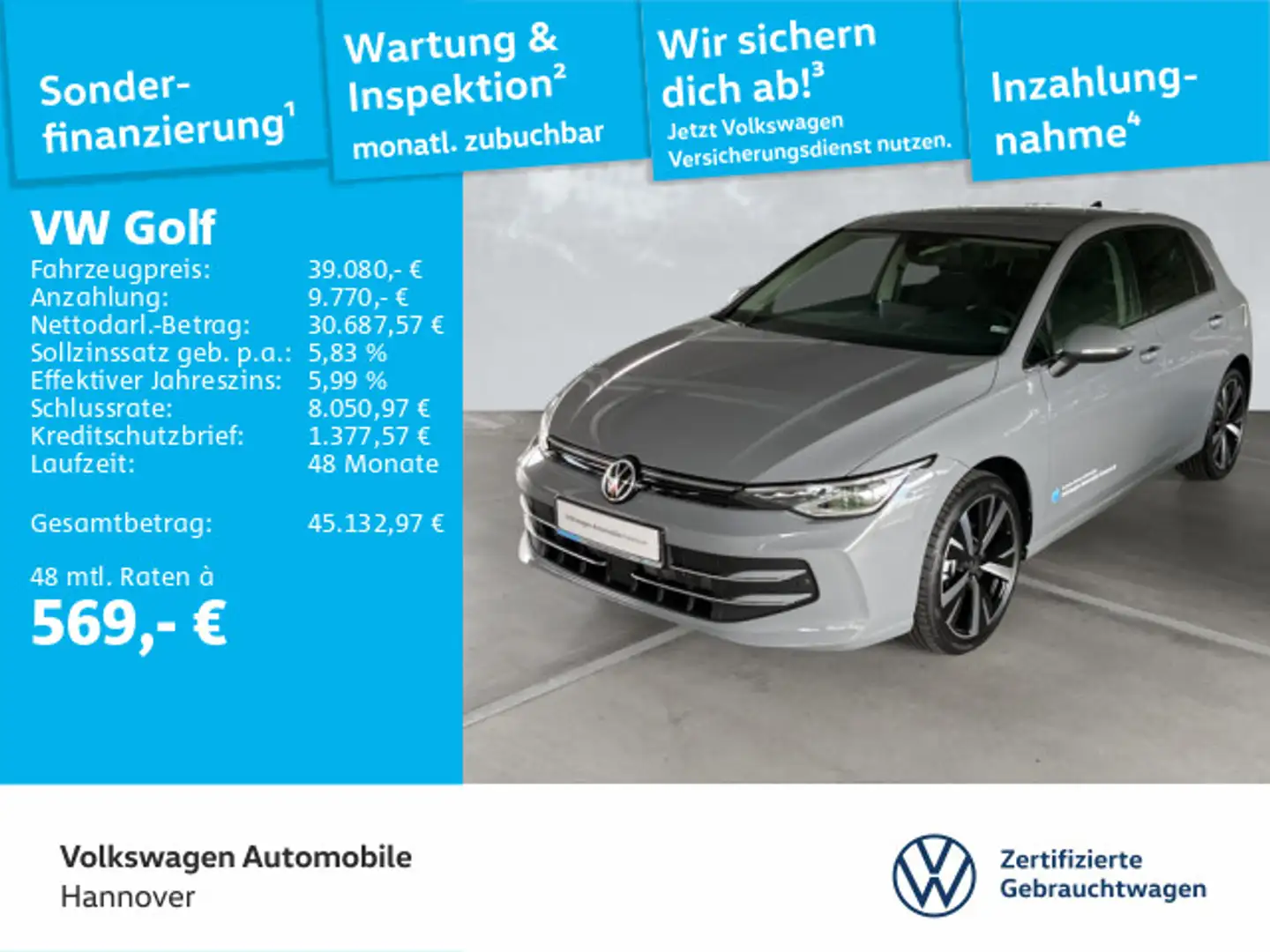Volkswagen Golf Style 1,5 l eTSI OPF 110 kW (150 PS ) 7-Gan Grau - 1