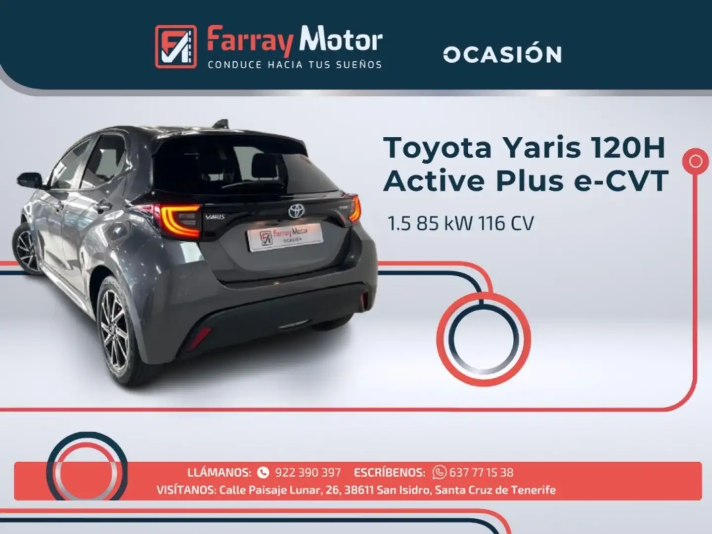 Toyota Yaris 120H 1.5 Active Plus Gris - 2