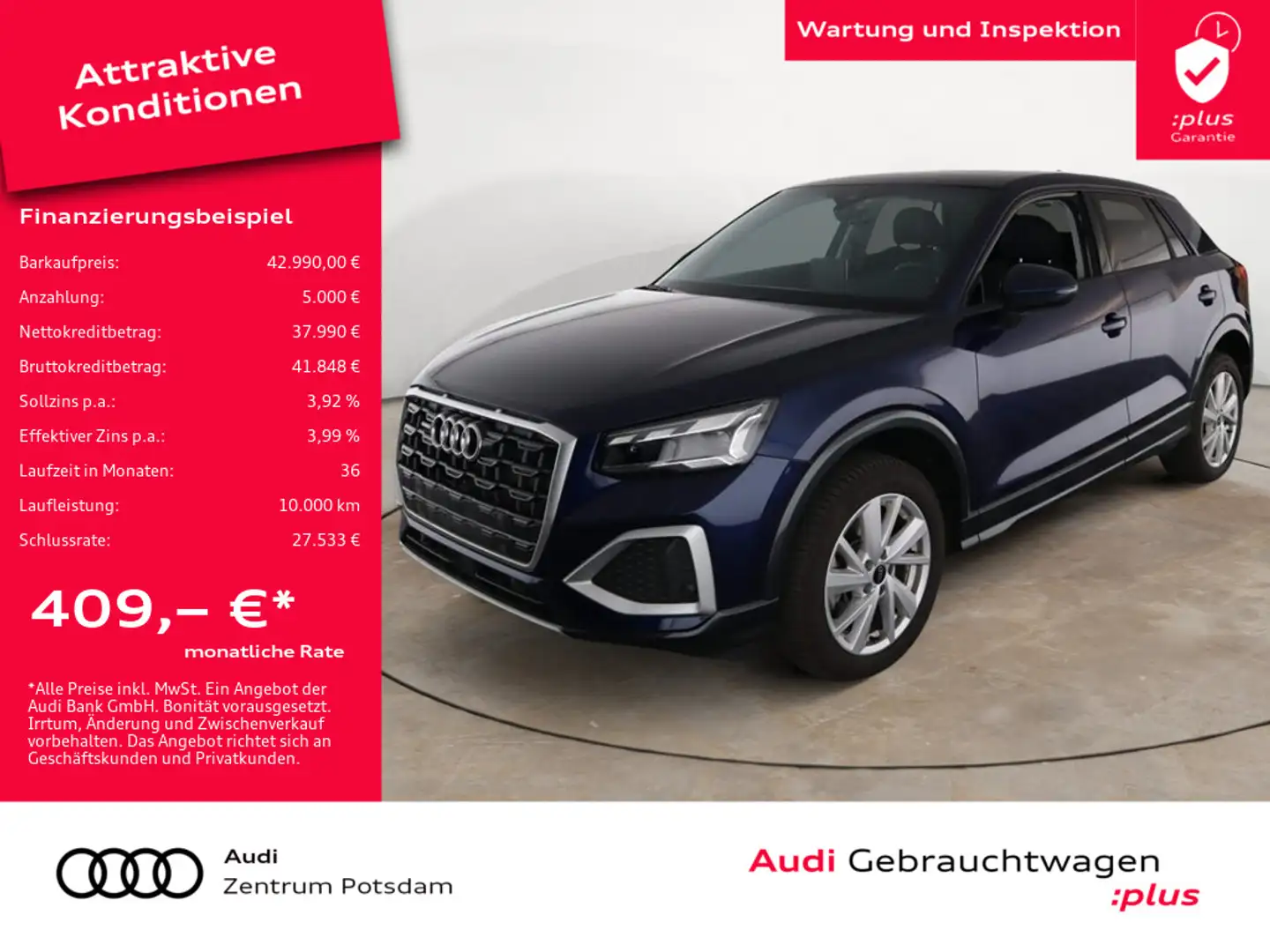 Audi Q2 40TFSI quattro MATRIX NAVI AHK PANORAMA Blau - 1
