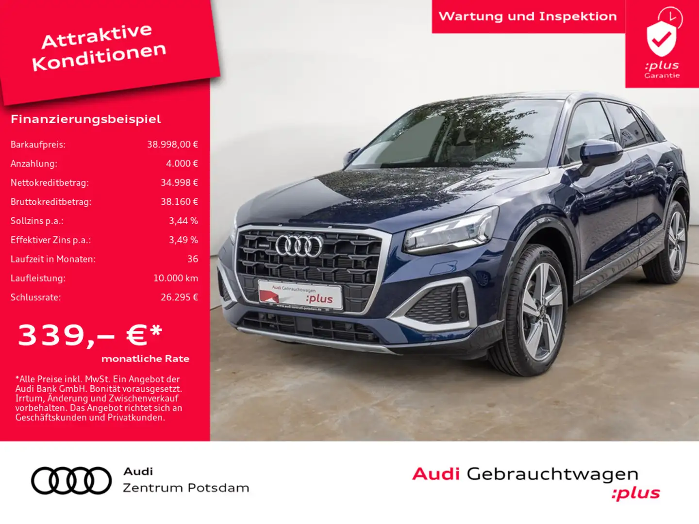Audi Q2 advanced 40 TFSI quattro MATRIX NAVI AHK P Blau - 1