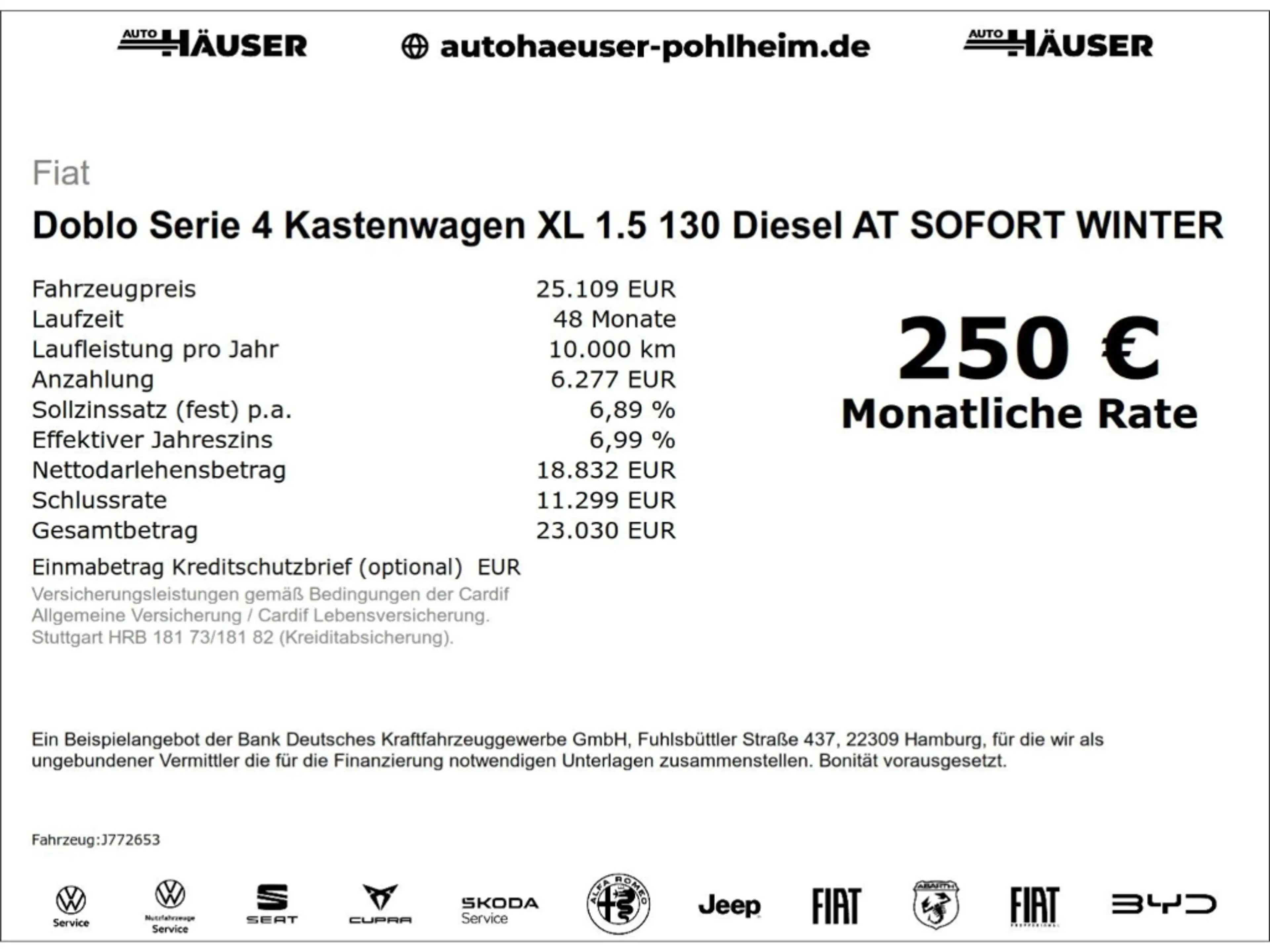 Fiat Doblo Serie 4 Kastenwagen XL 1.5 130 Diesel AT SOFORT WI — photo 2