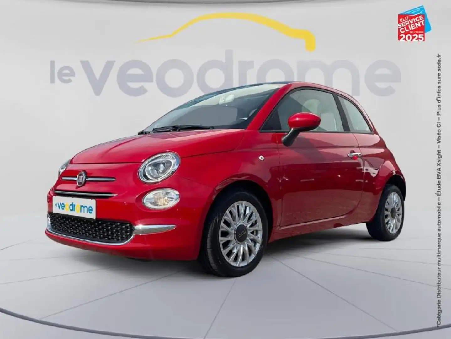Fiat 500 1.2 8v 69ch S/S Lounge Dualogic TPano GPS Rouge - 1