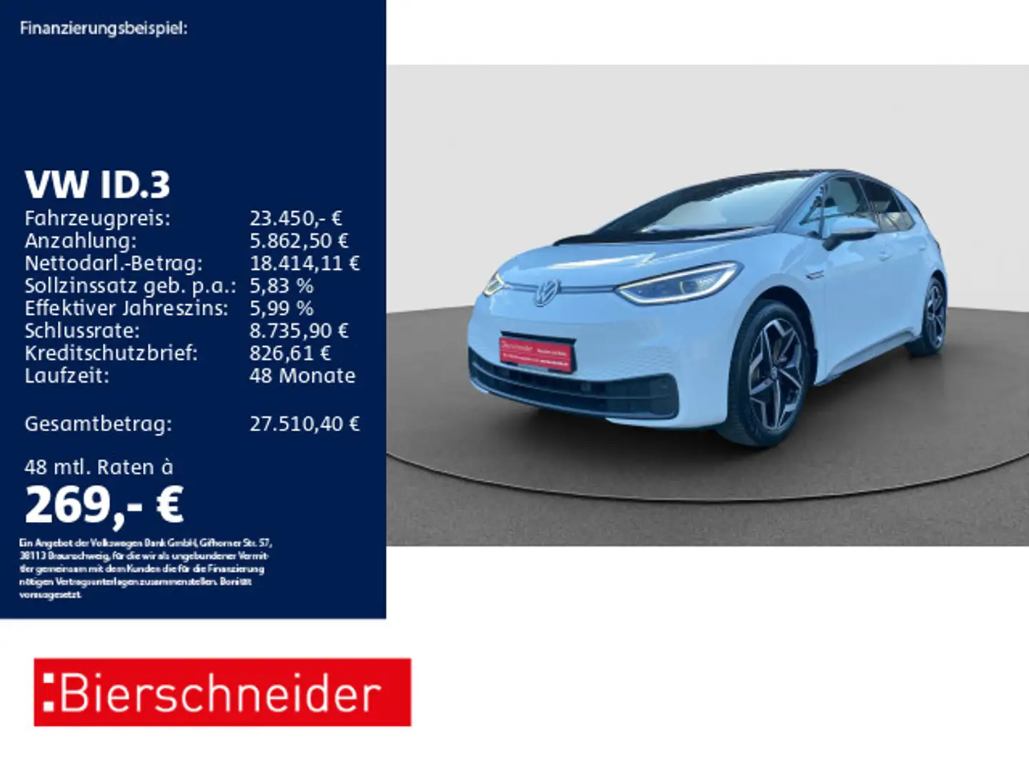 Volkswagen ID.3 Pro Perf Max ACC PANO MATRIX HuD CAM Weiß - 1