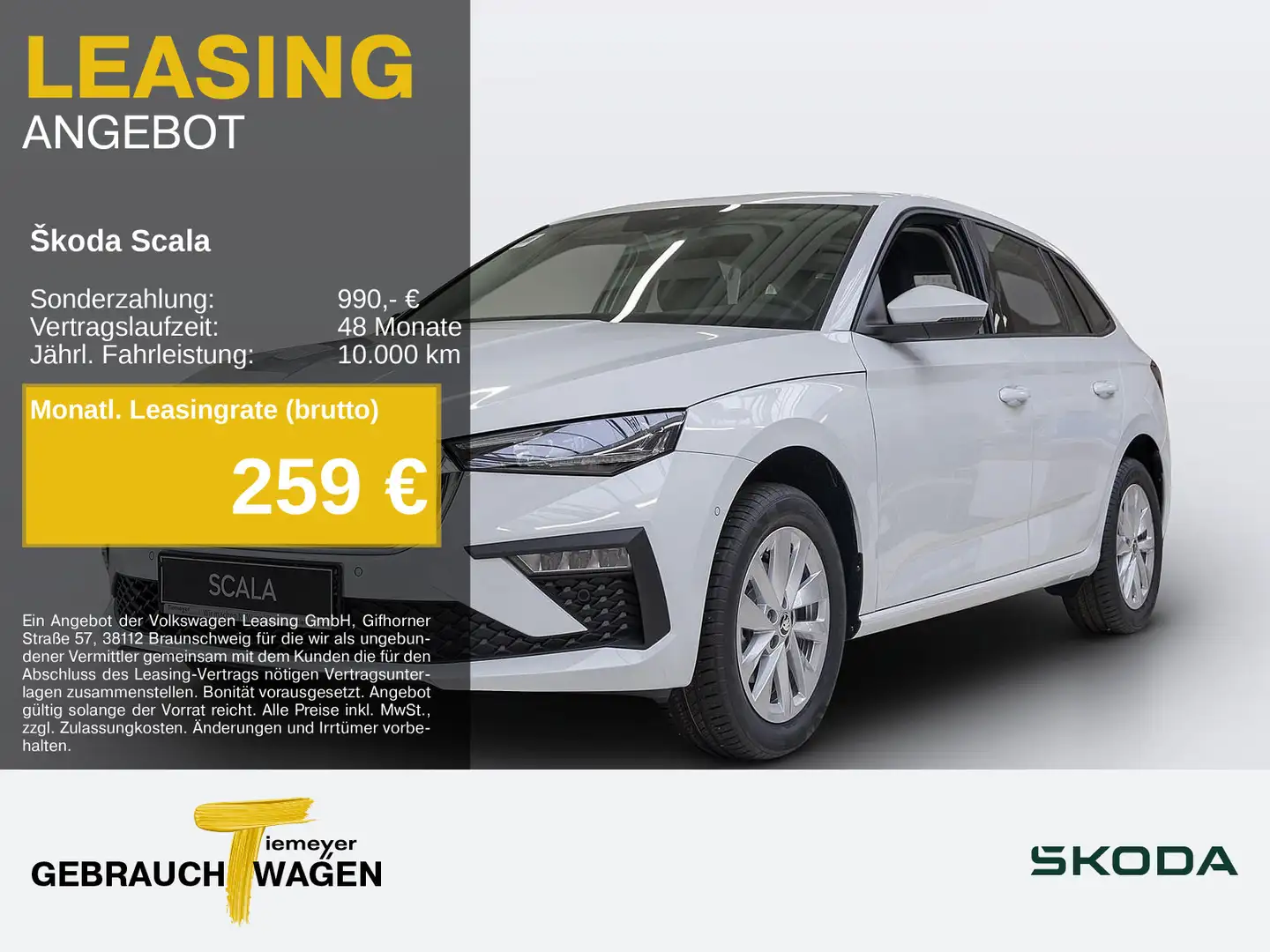 Skoda Scala 1.0 TSI DSG Selection Navi LED Sitzhz Weiß - 1