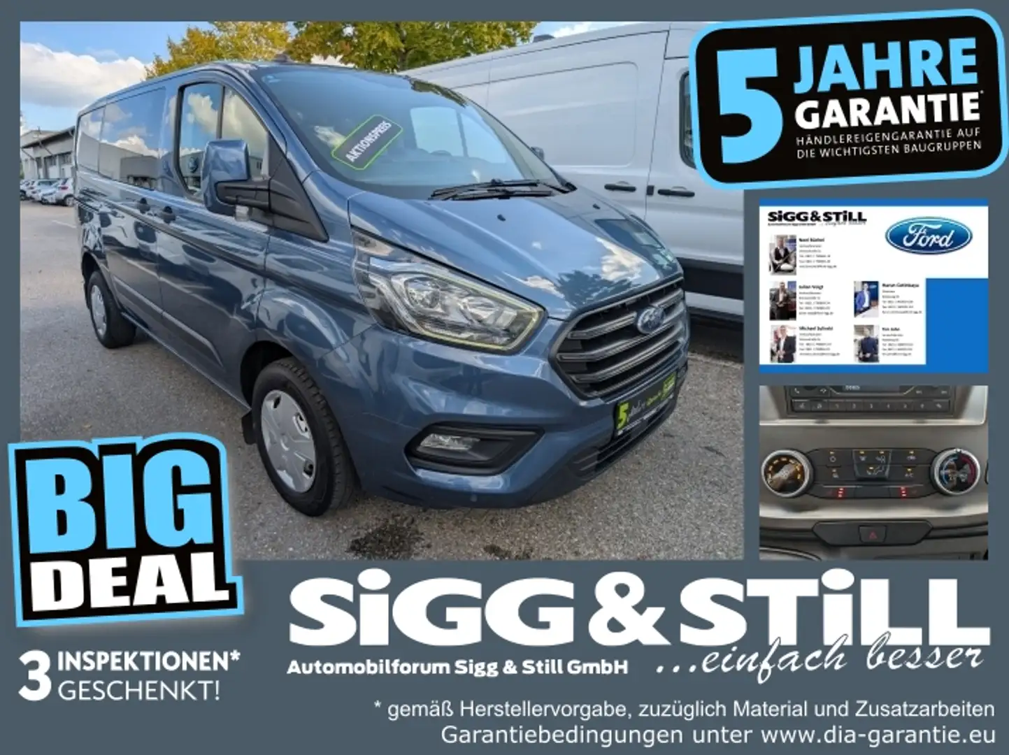 Ford Transit Custom DOKA 300 L1 Trend KLIMA*SHZ*PDC*5-SITZ Bleu - 1