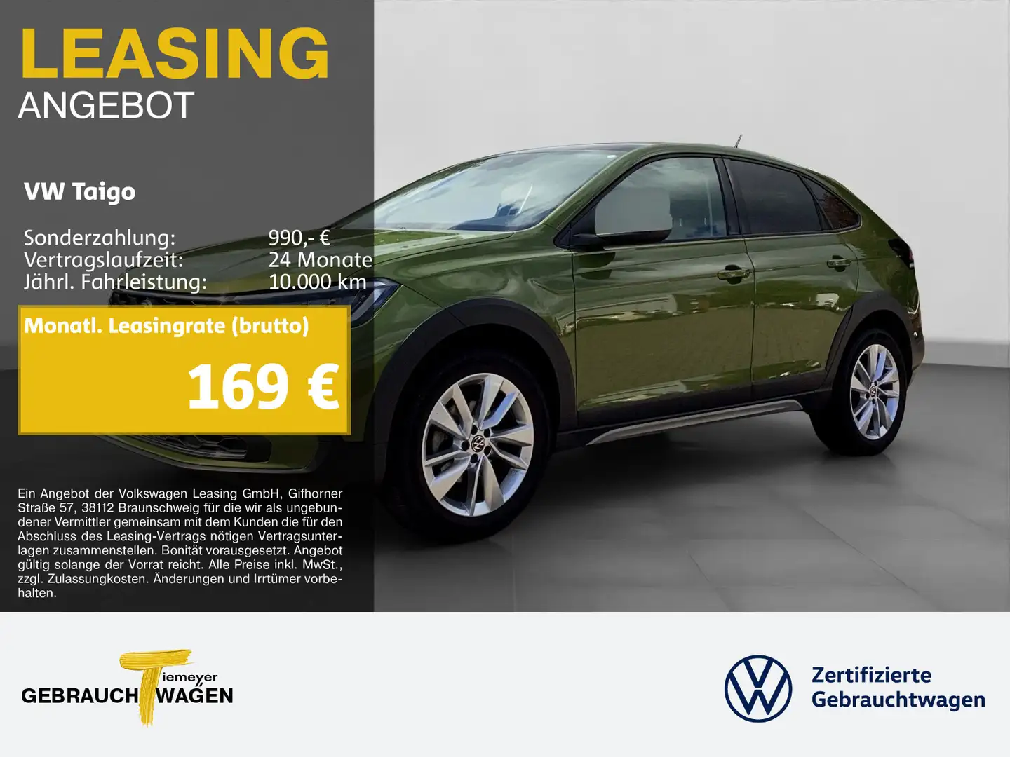 Volkswagen Taigo 1.0 TSI LIFE PANO LM17 ASSIST Grün - 1