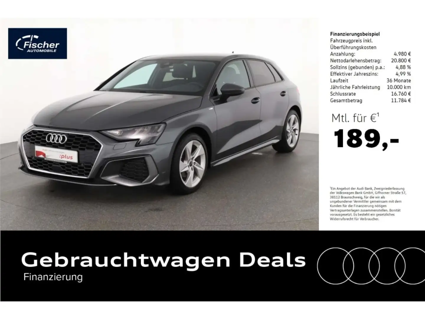 Audi A3 Sportback 30 TFSI S line NAV/Virt+/SH Grau - 1