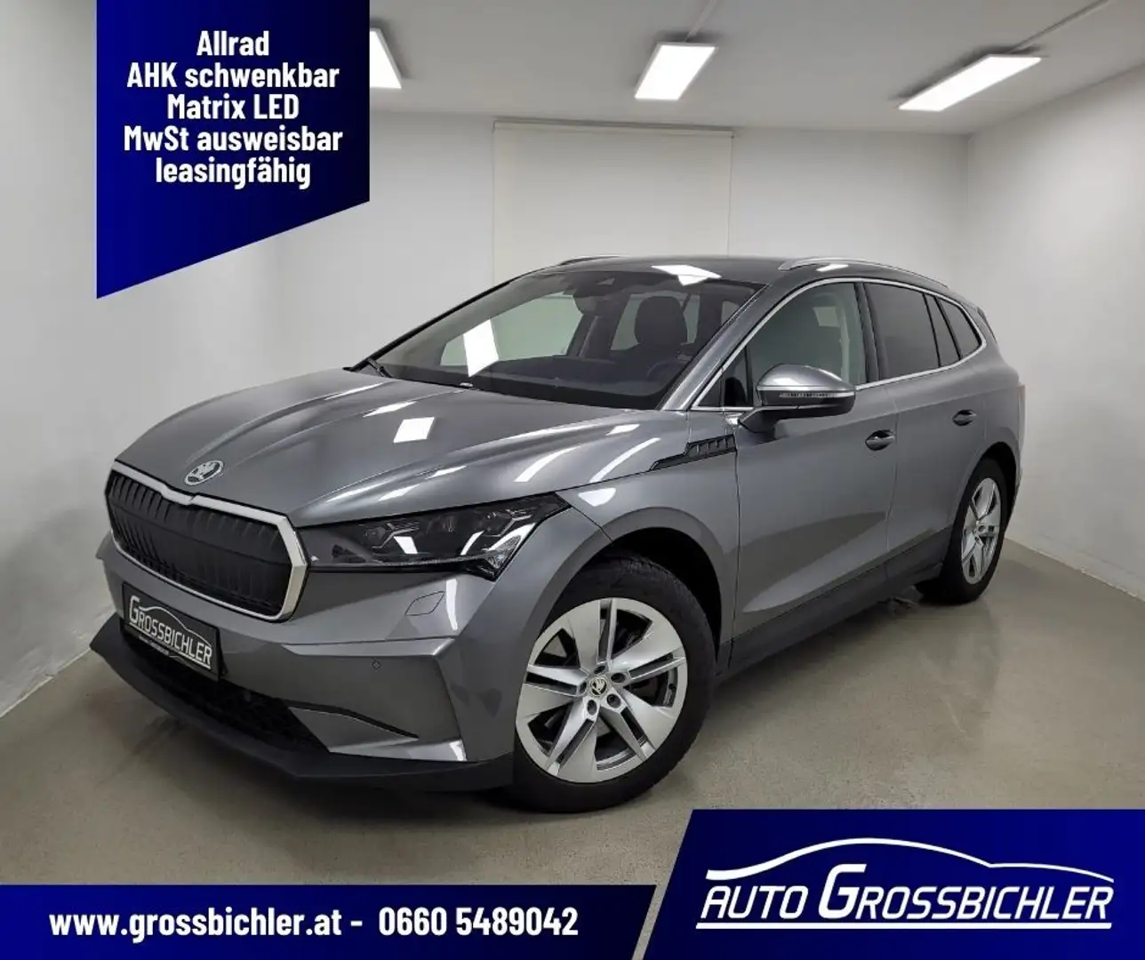 Skoda Enyaq iV 80x 82kWh AHK schwen, Mod.24,Wärmepu, leasin Grau - 1
