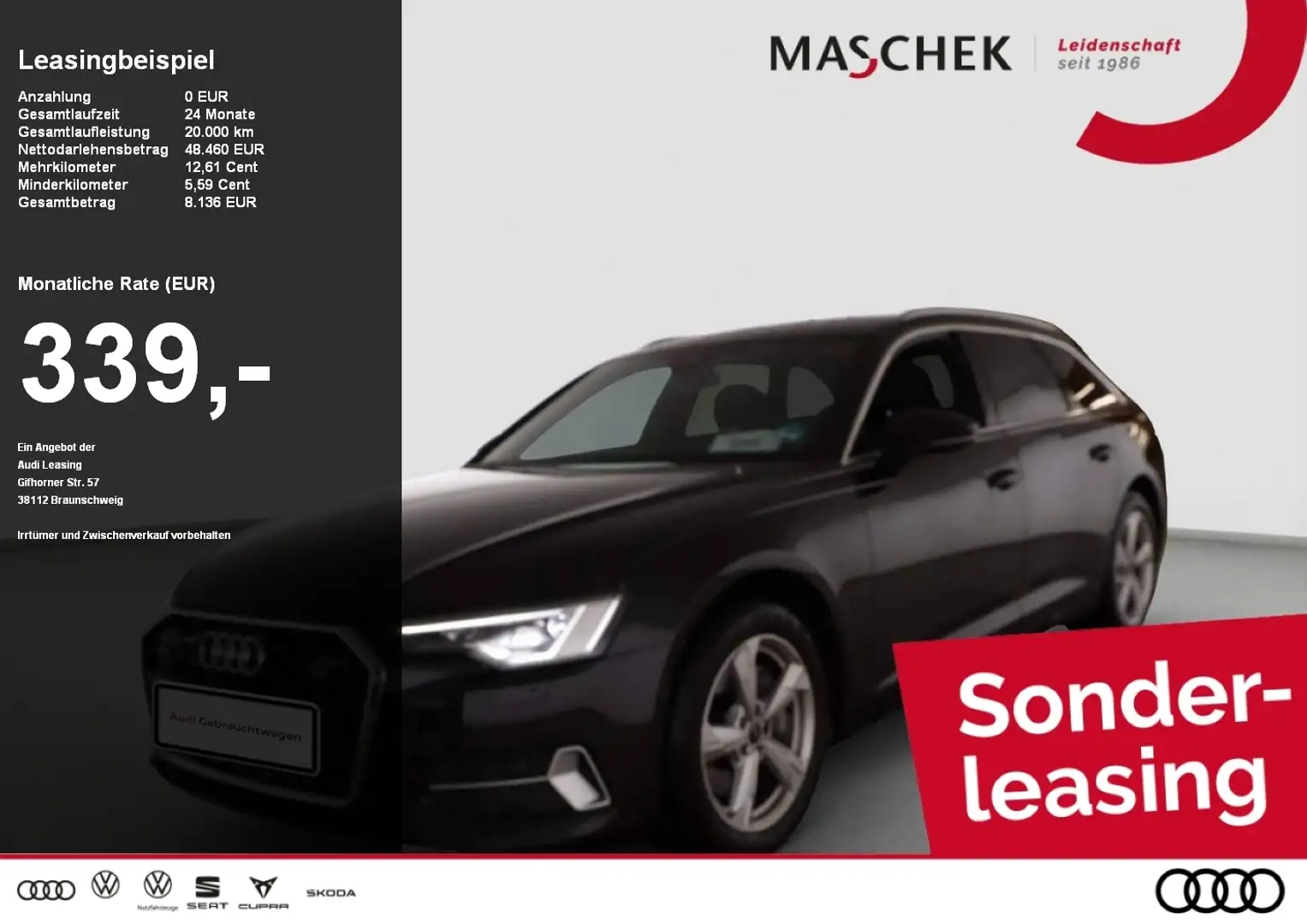 Audi A6 Avant advanced 45 TFSI quat AHK Pano Matrix R-Cam Schwarz - 1