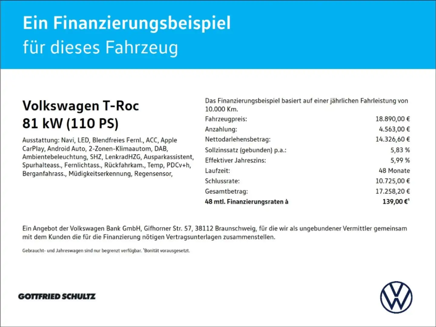 Volkswagen T-Roc 1.0 TSI Active NAVI KAM ACC LED SHZ PDC LM Weiß - 2