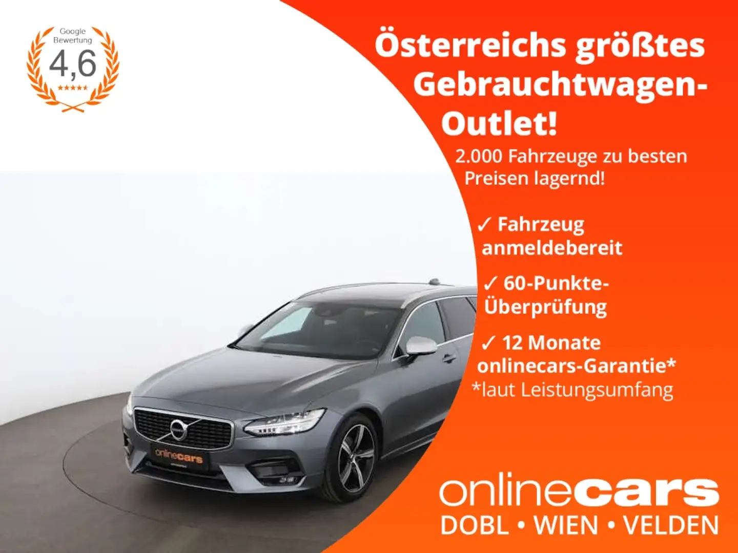 Volvo V90 Kombi D3 R-Design Aut LED SKY RADAR NAV LEDER Grey - 1
