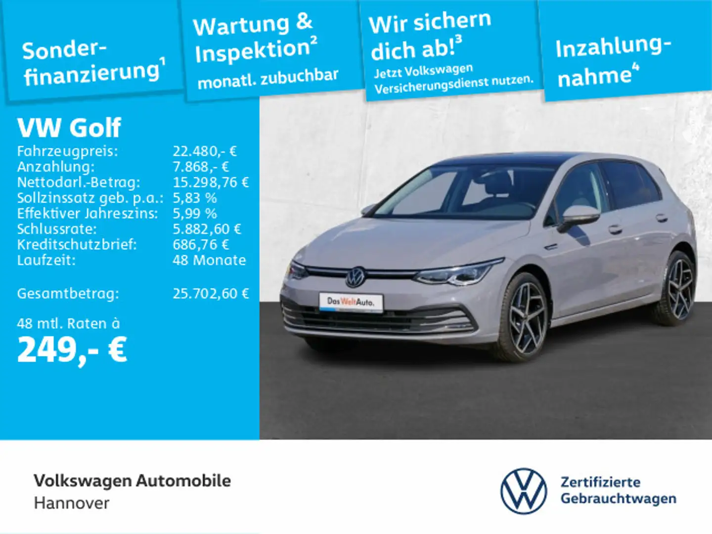 Volkswagen Golf VIII 1.5 TSI Style ACC DigCockpit LED Navi Grau - 1