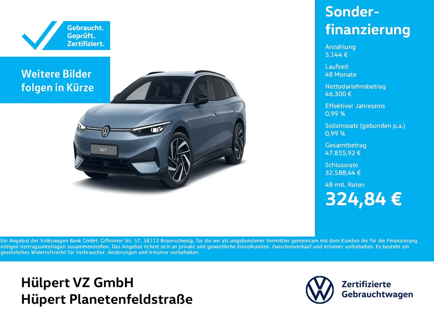 Volkswagen ID.7 Tourer PRO WÄRMEPUMPE AHK 360°CAM ACC LM20 Blau - 1