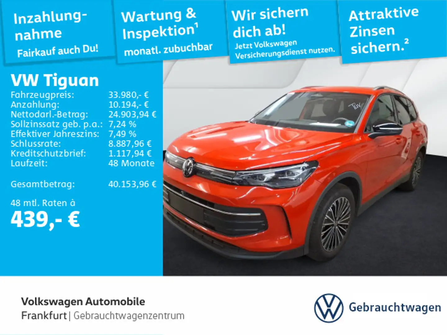 Volkswagen Tiguan 1.5 eTSI DSG Life Navi AHK Sprachassisten Rot - 1