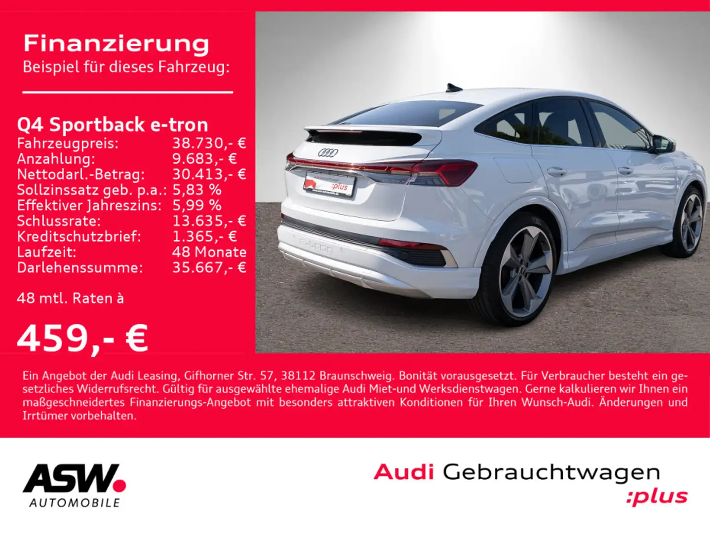 Audi Q4 e-tron Q4 Sportback S line e-tron 50 quattr Navi Matrix Blanc - 1