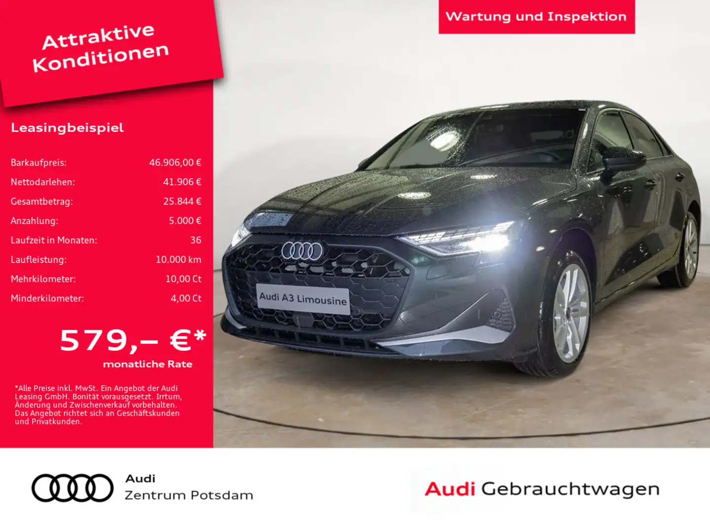 Audi A3 Limousine advanced 35 TDI 110150 kWPS S tronic Grau - 1